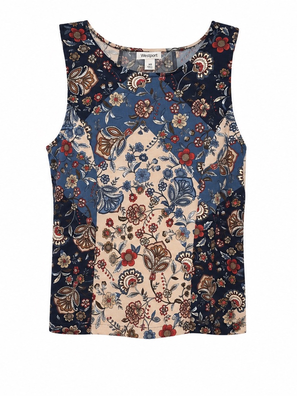 Westport Floral Tank Top - Navy and Cream